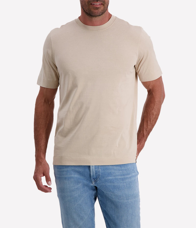 Gran Sasso beige short sleeve T-shirt in 100% cotton, featuring a classic crew neck and a soft, breathable finish for effortless everyday wear.