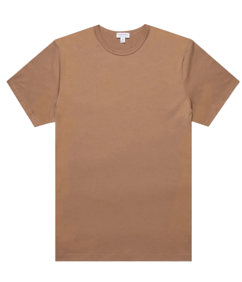 Short Sleeve Crew Neck T-Shirt in Almond