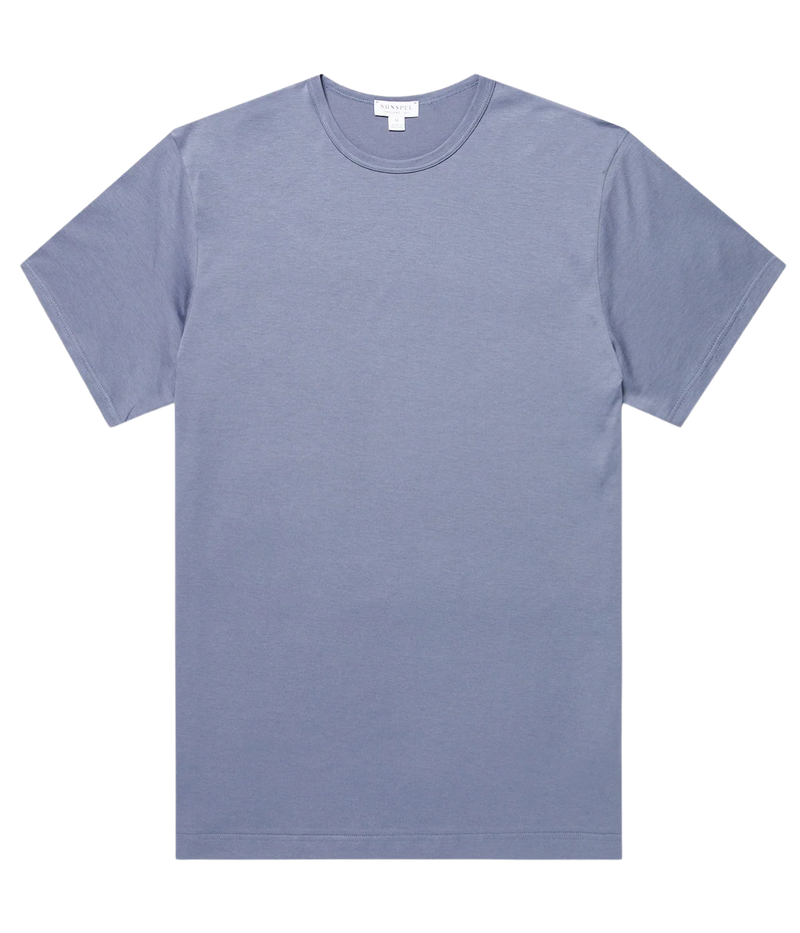 Short Sleeve Crew Neck T-Shirt in Selvedge Blue