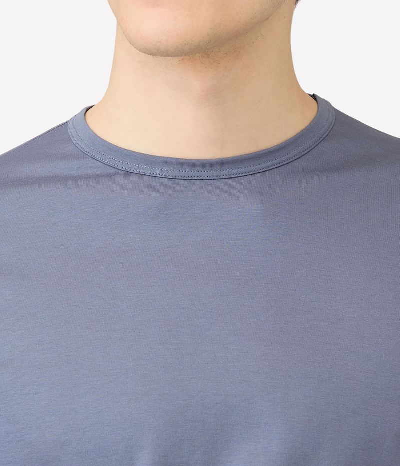 Short Sleeve Crew Neck T-Shirt in Selvedge Blue