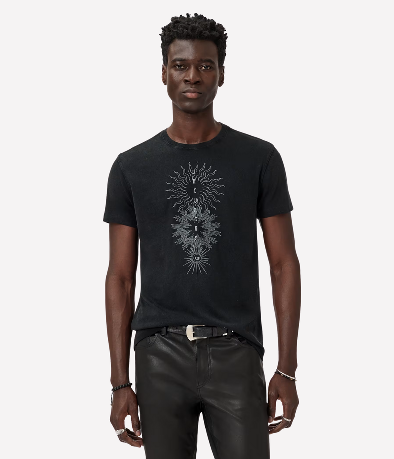 Short Sleeve Crew Tee Rose Rays in Black