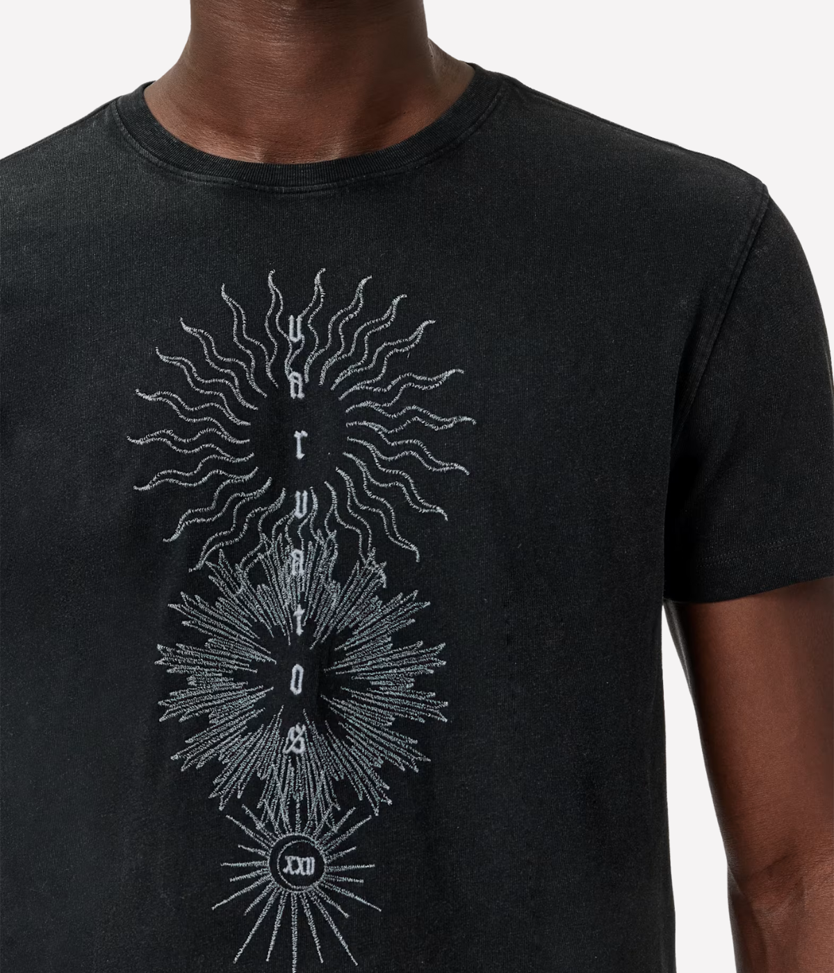 Short Sleeve Crew Tee Rose Rays in Black