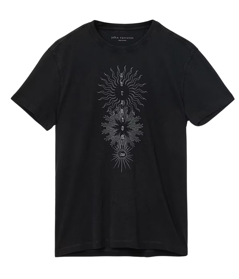 Short Sleeve Crew Tee Rose Rays in Black
