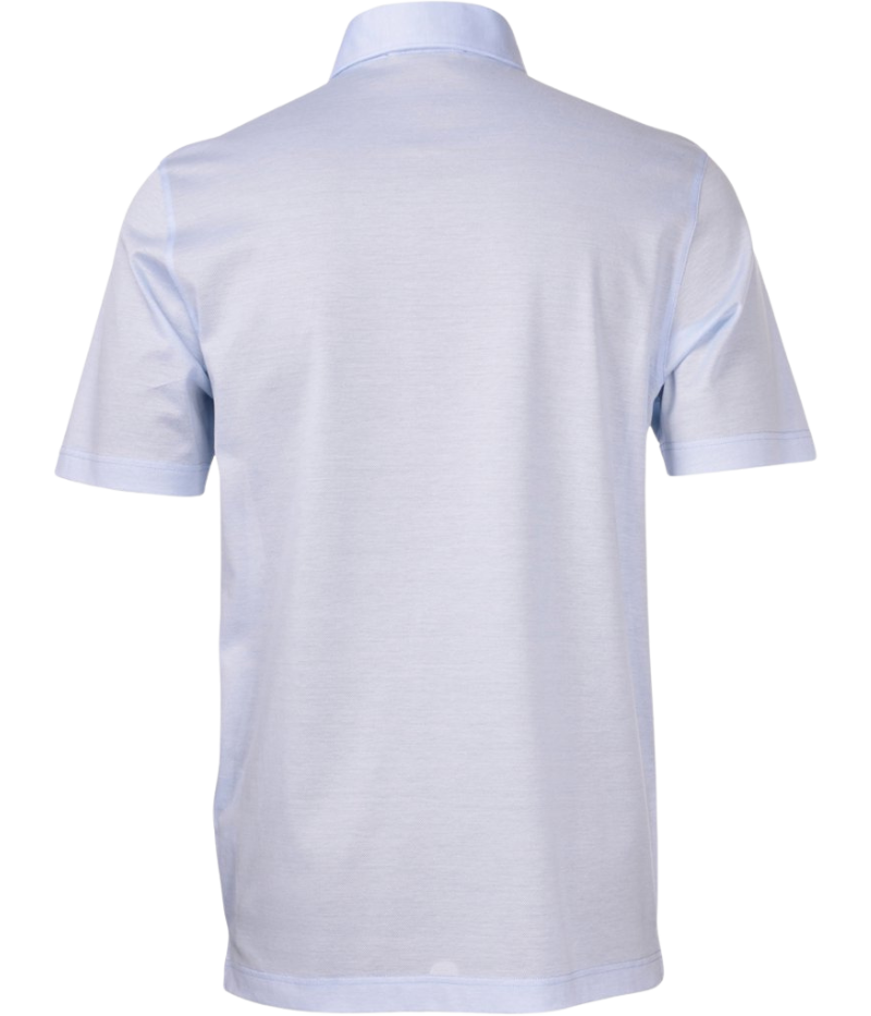 Back view of the Gran Sasso Light Blue Polo Shirt, showcasing a clean, streamlined silhouette in a lightweight cotton fabric.