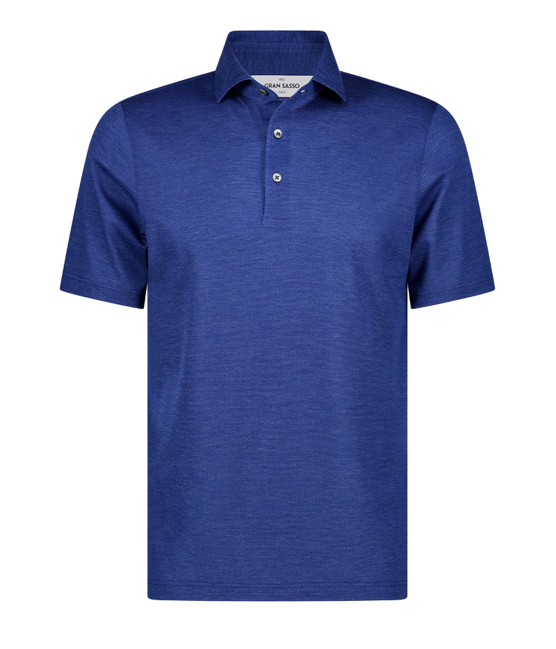A timeless classic short sleeve polo in a marine blue, featuring a light weight cotton material, three button detail and collar. Sporty Polo, comfortable, made in Italy, throw on and go. 