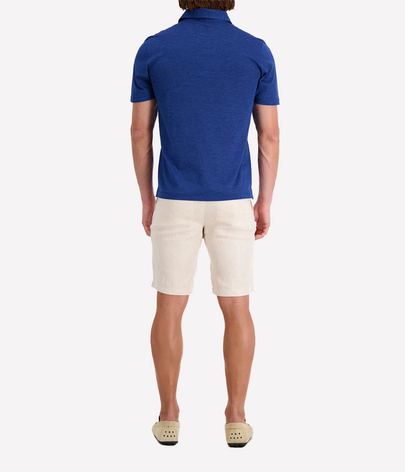 Back view of the Gran Sasso Marine Blue Italian Polo Shirt, showcasing a clean, tailored fit in breathable cotton fabric. A refined staple in men’s luxury fashion.