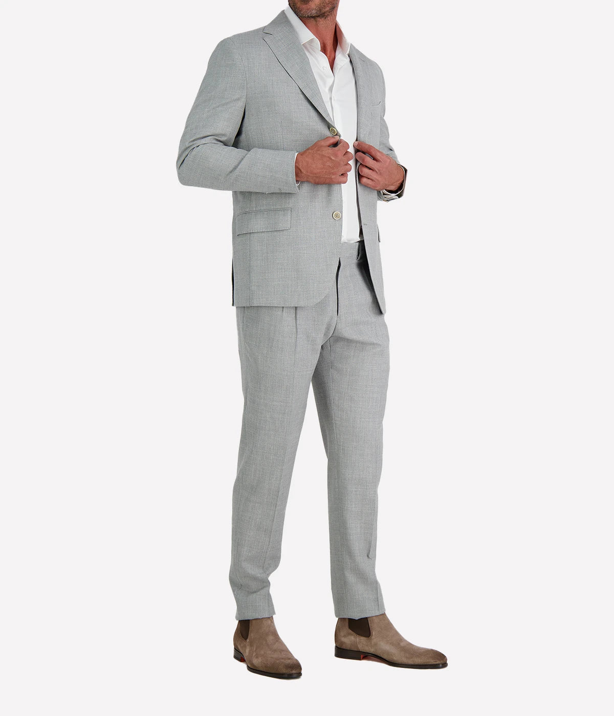 Single Breasted Suit Jacket in Melange Grey