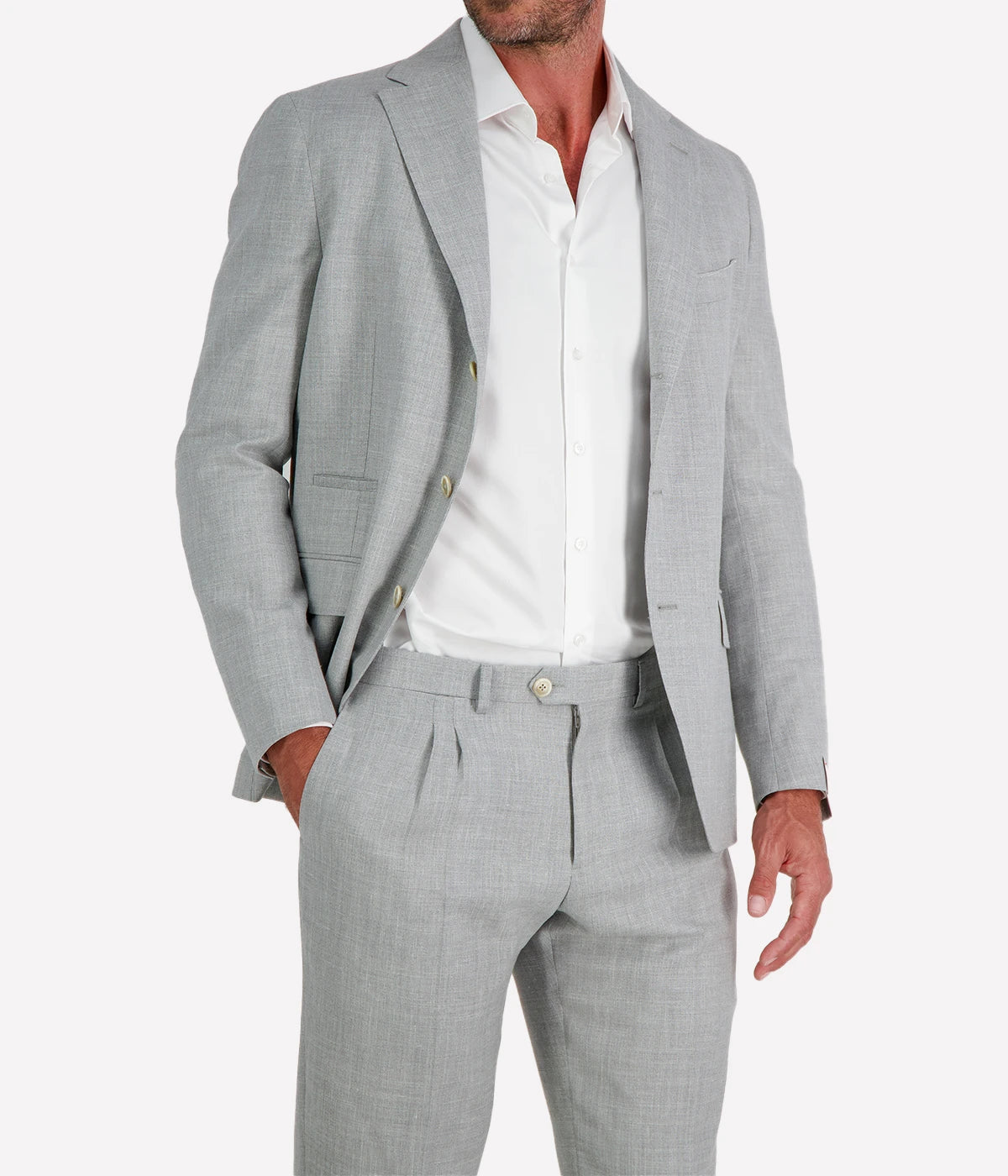 Single Breasted Suit Jacket in Melange Grey