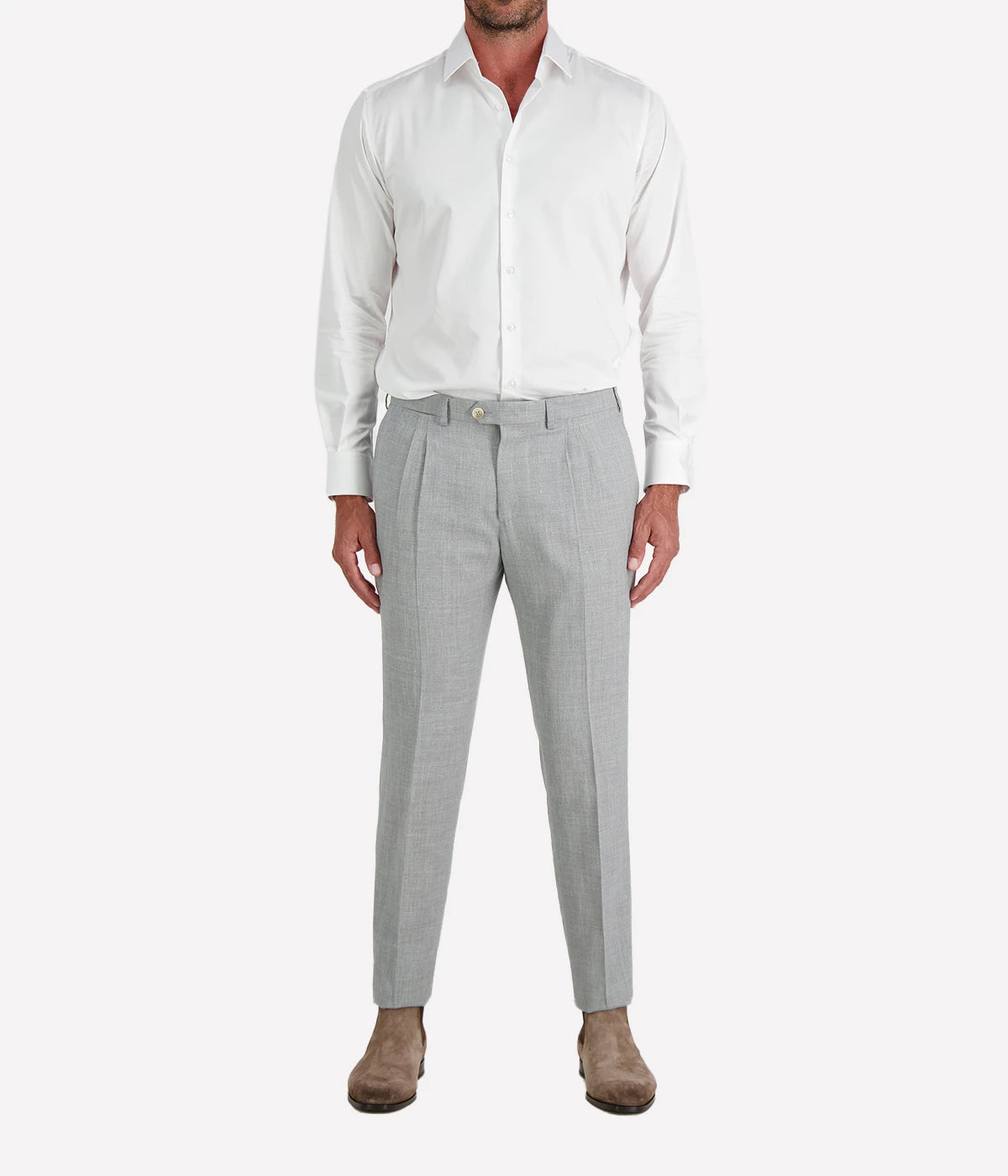 Single Breasted Suit Pant in Melange Grey
