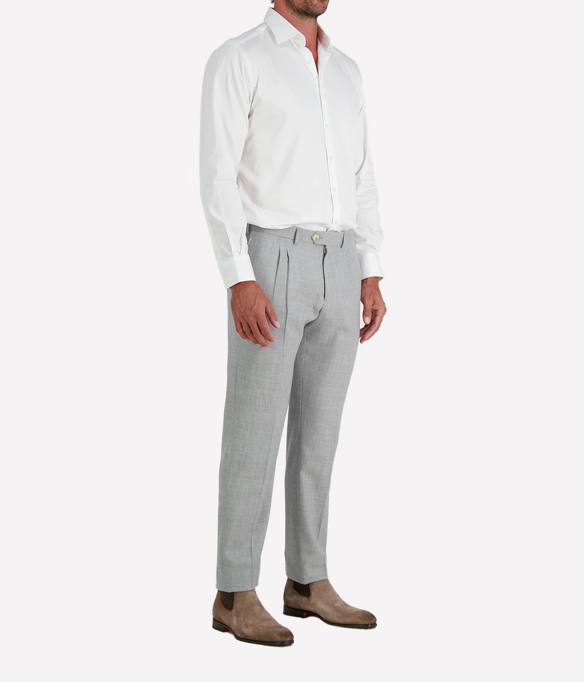 Single Breasted Suit Pant in Melange Grey