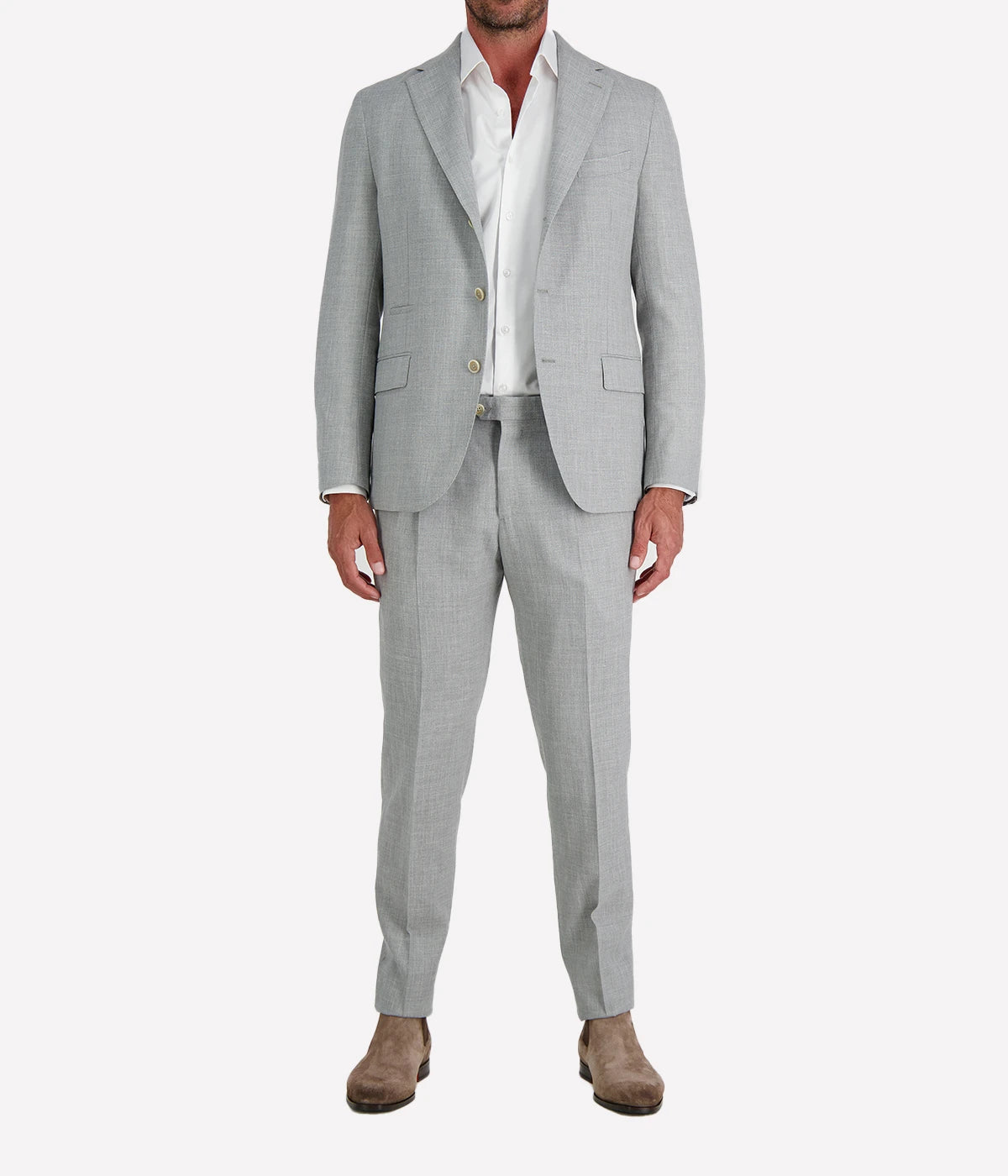 Single Breasted Suit Jacket in Melange Grey