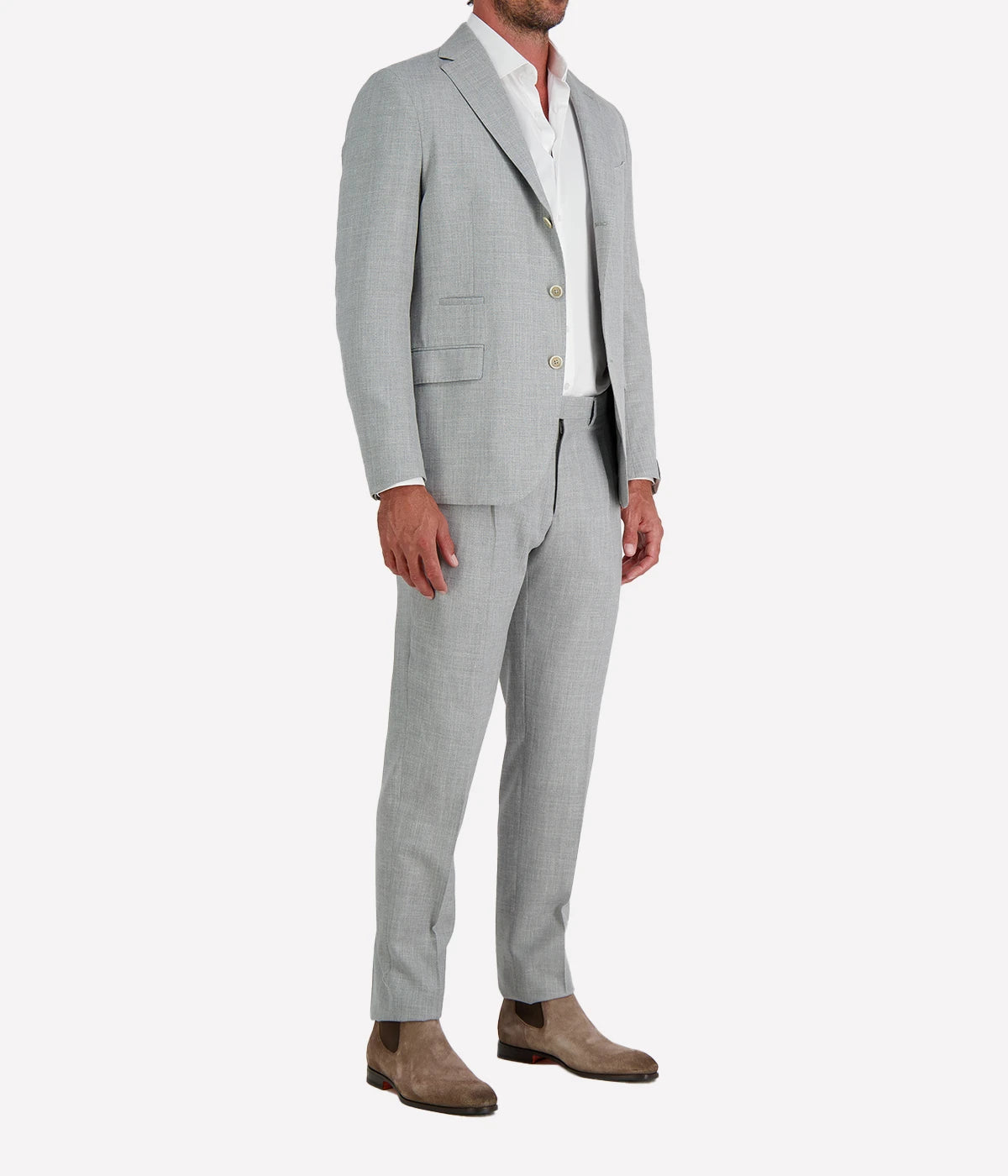 Single Breasted Suit Jacket in Melange Grey