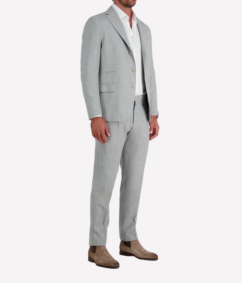 Single Breasted Suit Jacket in Melange Grey