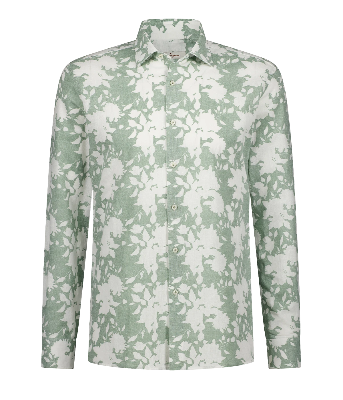  A summer staple long sleeve 100% linen shirt in a green and white floral print, button up & collar detailing featuring a front pocket. Made in Italy, 100% linen, throw on and go. 