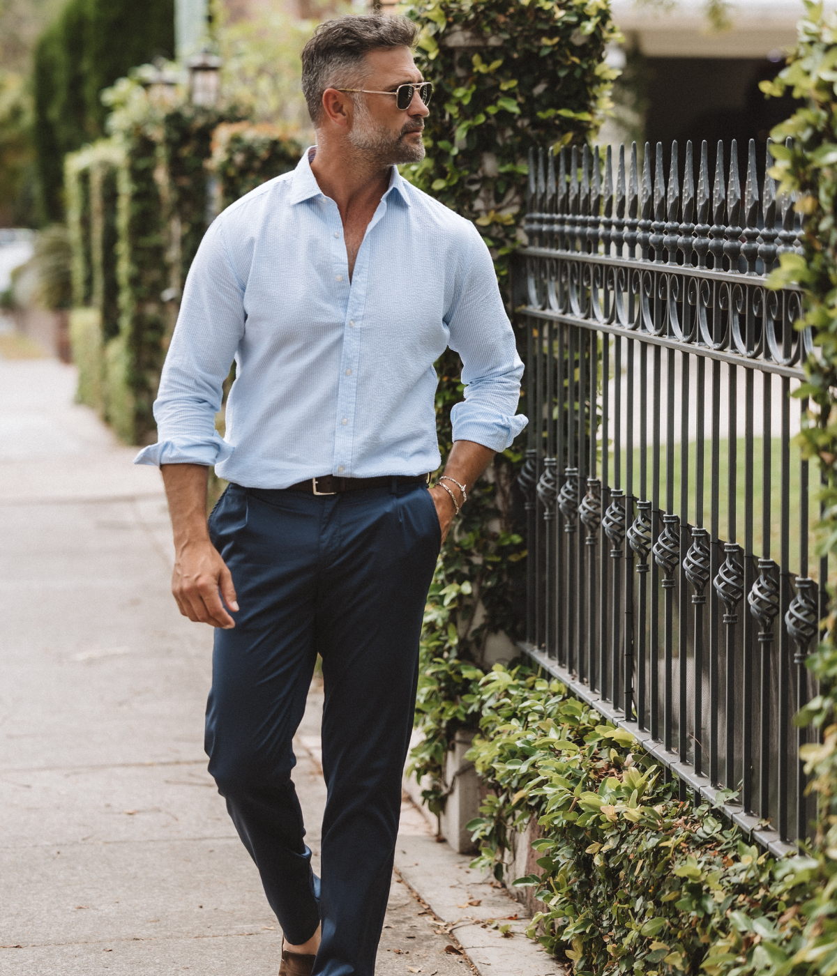 Slim Fit Shirt in Seersucker Blue & White