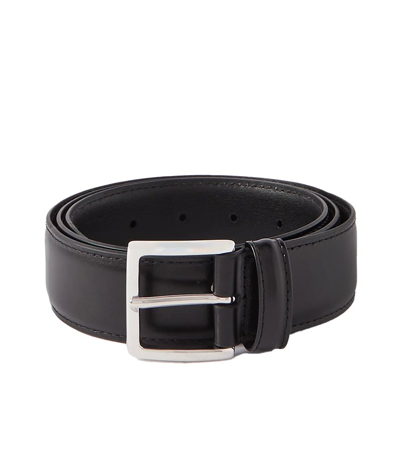 Smooth Leather Belt in Black