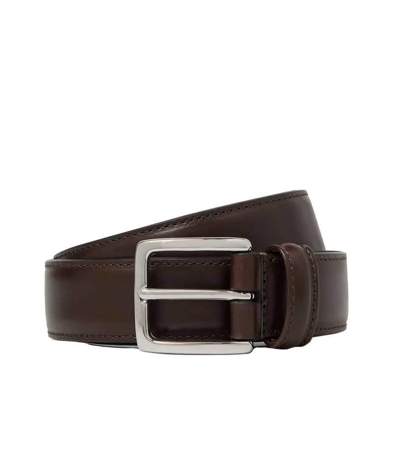 Smooth Leather Belt in Dark Brown