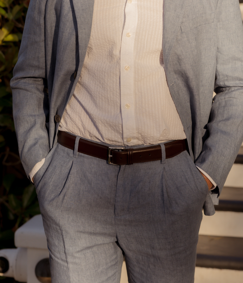 Smooth Leather Belt in Dark Brown