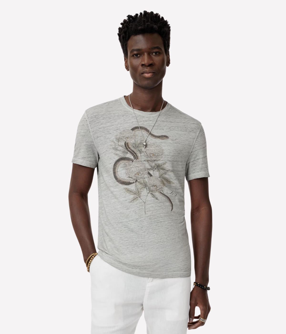 Snake Floral Crew in Smoked Pearl Grey