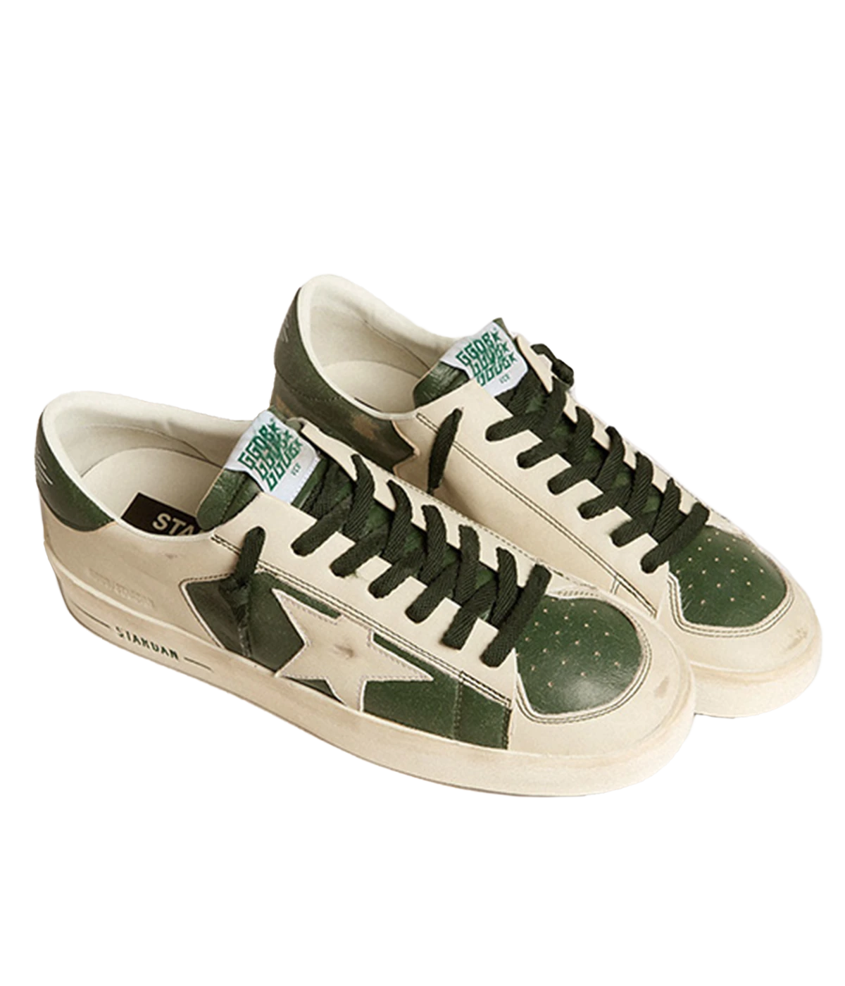 Stardan Nappa & Leather Sneaker in Green, Dirty & White