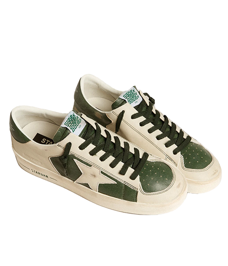 Stardan Nappa & Leather Sneaker in Green, Dirty & White