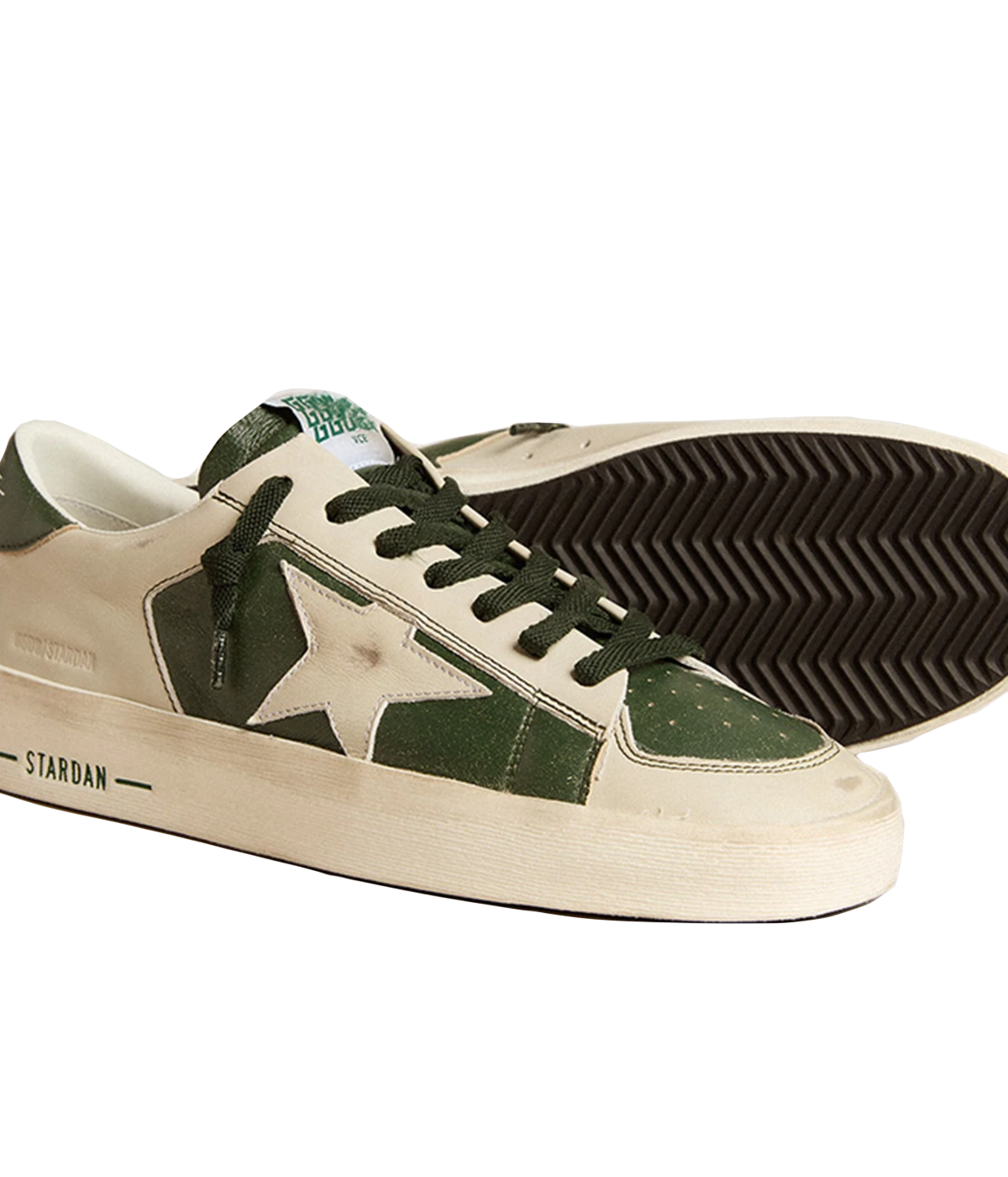 Stardan Nappa & Leather Sneaker in Green, Dirty & White