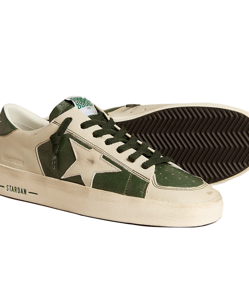 Stardan Nappa & Leather Sneaker in Green, Dirty & White