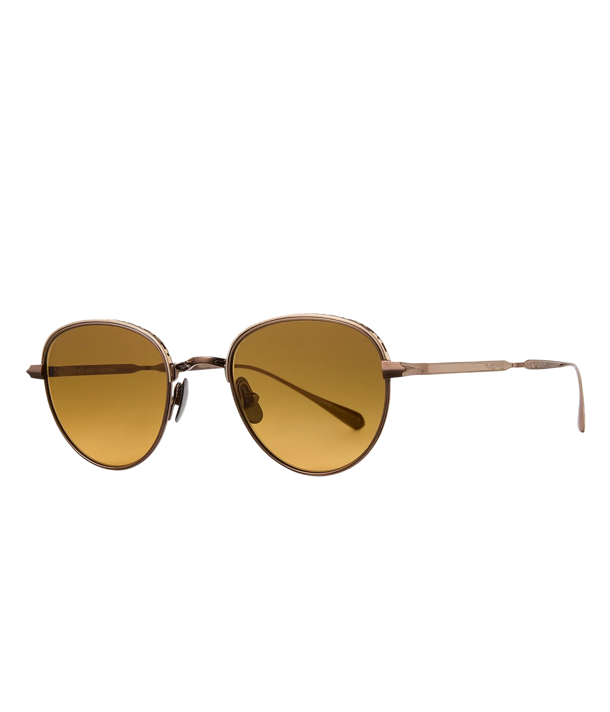Angled front view of Garrett Leight Wells J Sun 47 in Brushed Bronze