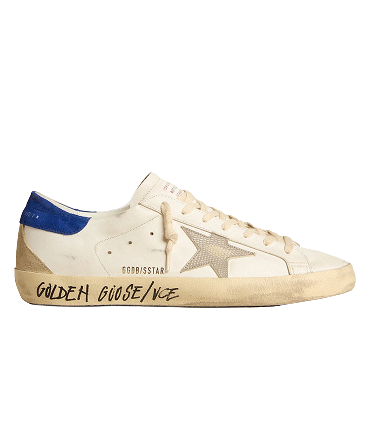 Super-Star Leather Sneaker in White, Grey, Bluette & Beige