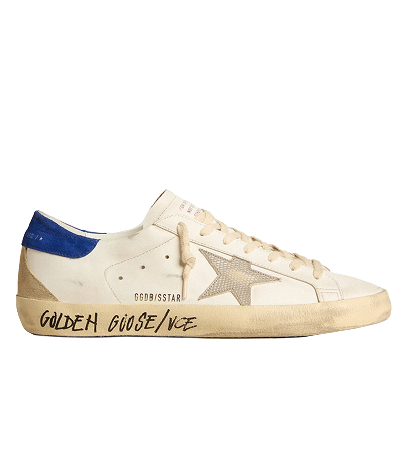 Super-Star Leather Sneaker in White, Grey, Bluette & Beige