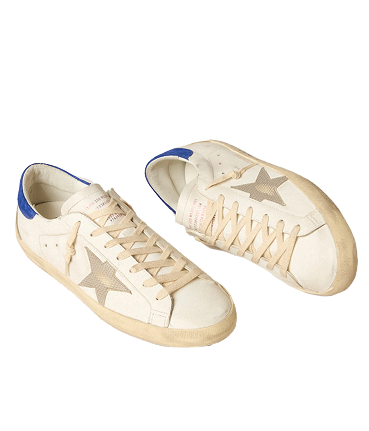 Super-Star Leather Sneaker in White, Grey, Bluette & Beige