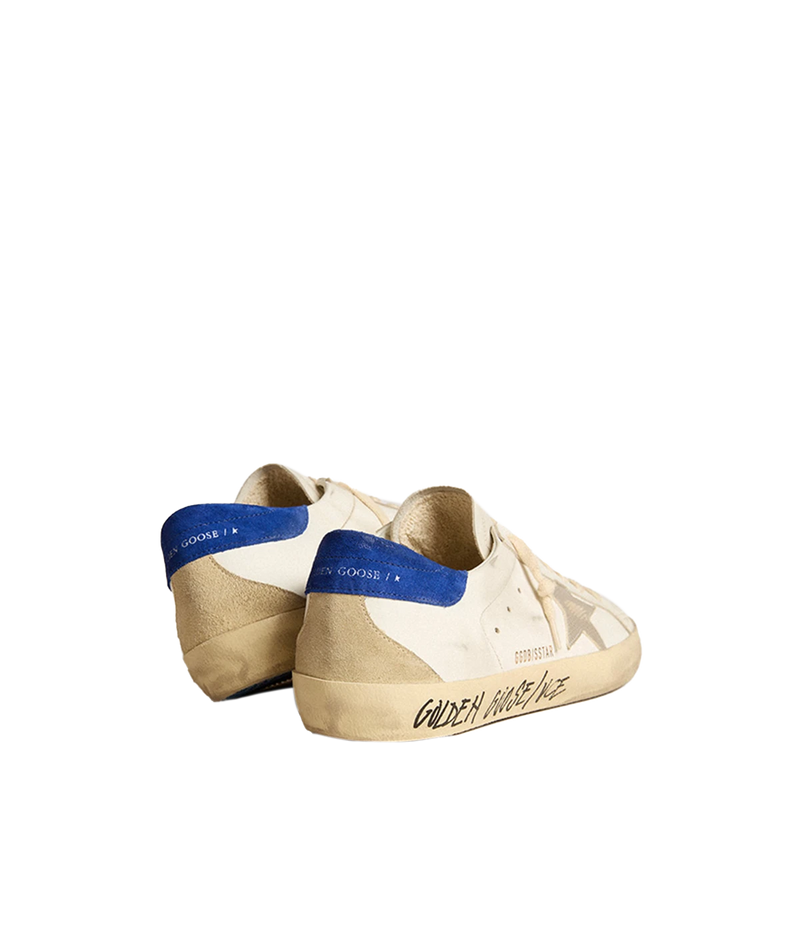 Super-Star Leather Sneaker in White, Grey, Bluette & Beige