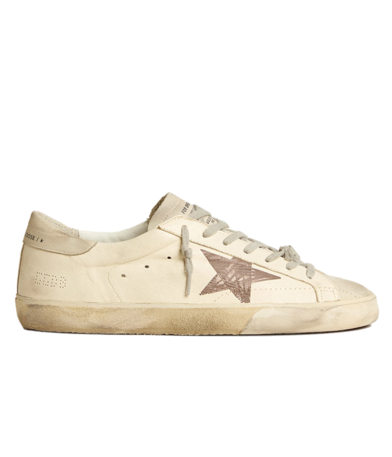 Super-Star Nappa Printed Star Sneaker in White, Ice & Brown