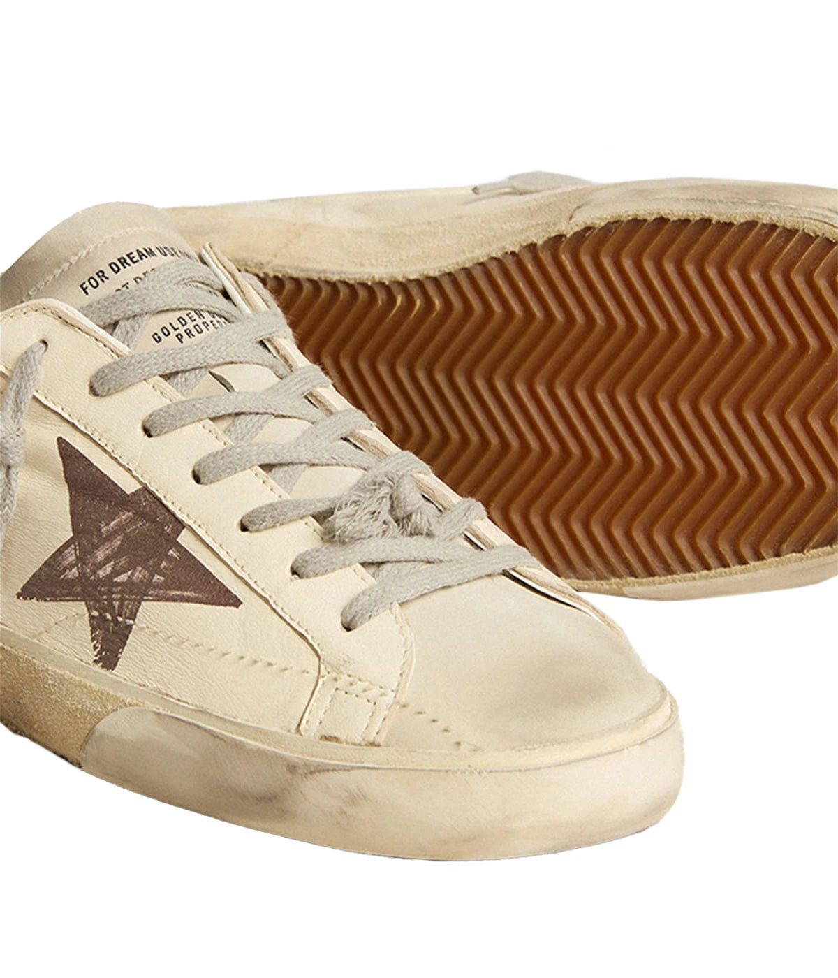 Super-Star Nappa Printed Star Sneaker in White, Ice & Brown