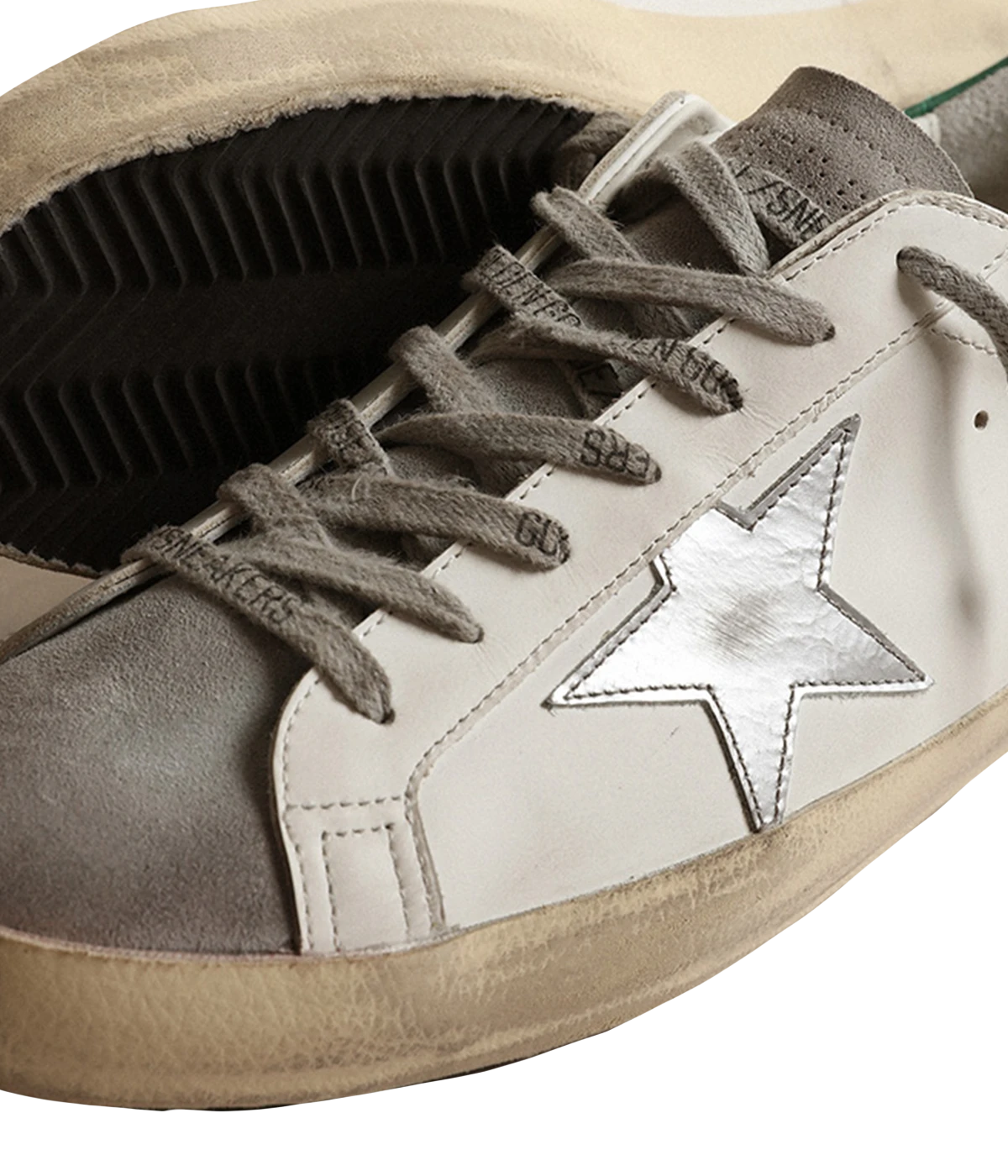 Super Star Sneaker in White, Grey, Silver & Green