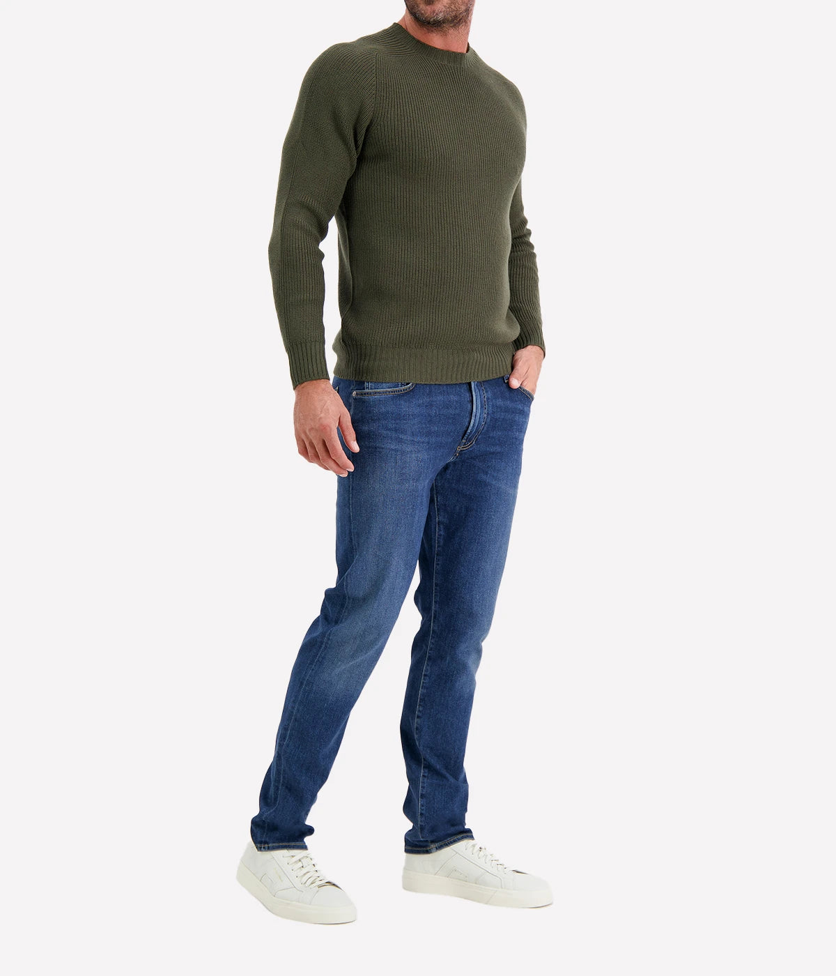 Textured Crew Longsleeve in KHAKI