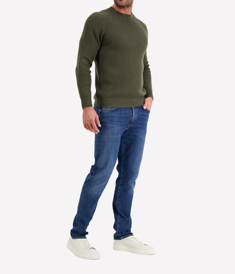 Textured Crew Longsleeve in KHAKI