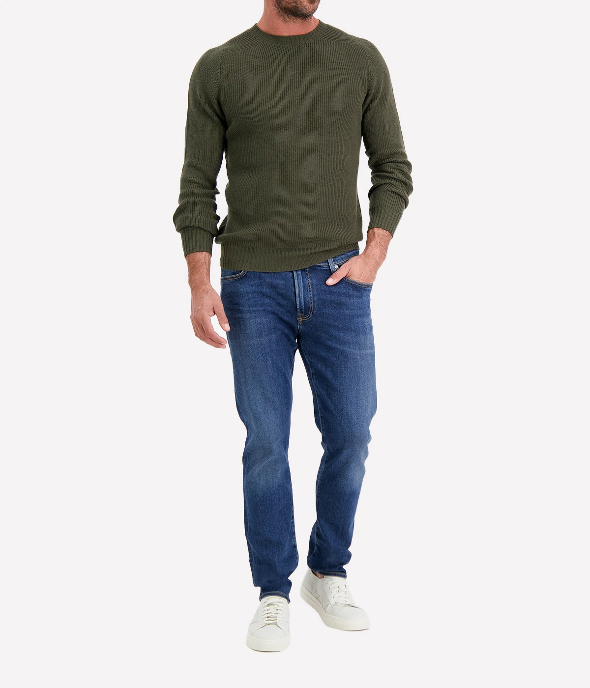 Textured Crew Longsleeve in KHAKI
