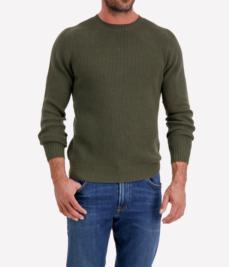 Textured Crew Longsleeve in KHAKI