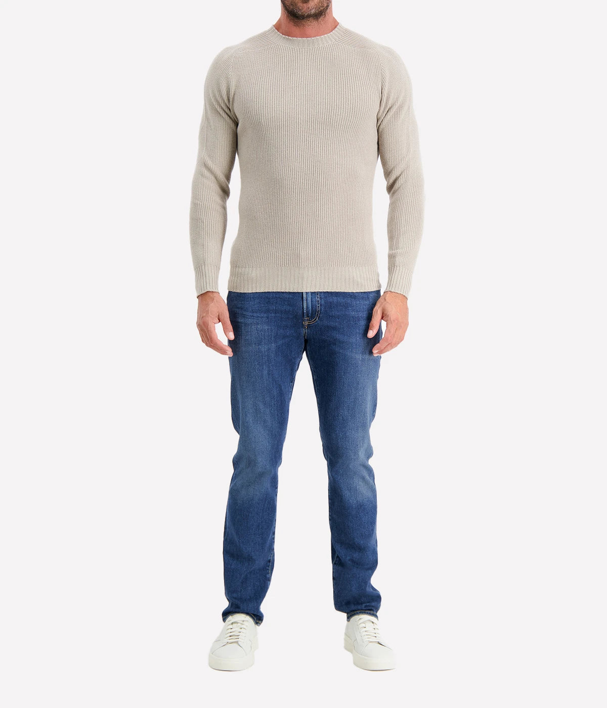 Textured Crew Longsleeve in TAUPE