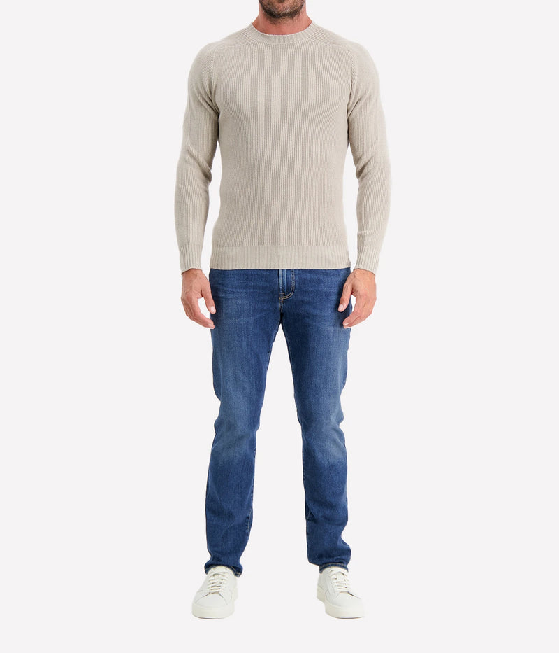 Textured Crew Longsleeve in TAUPE