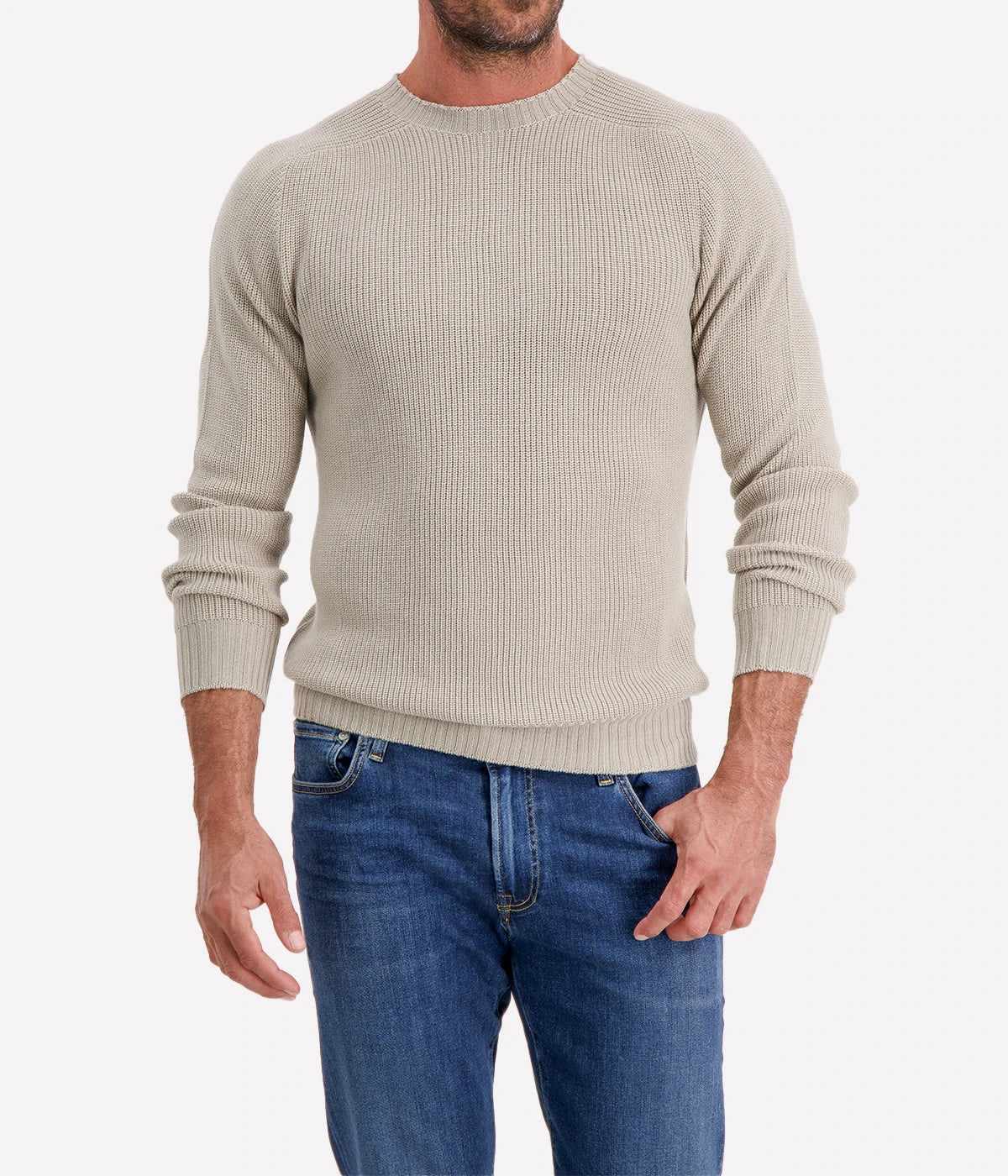 Textured Crew Longsleeve in TAUPE