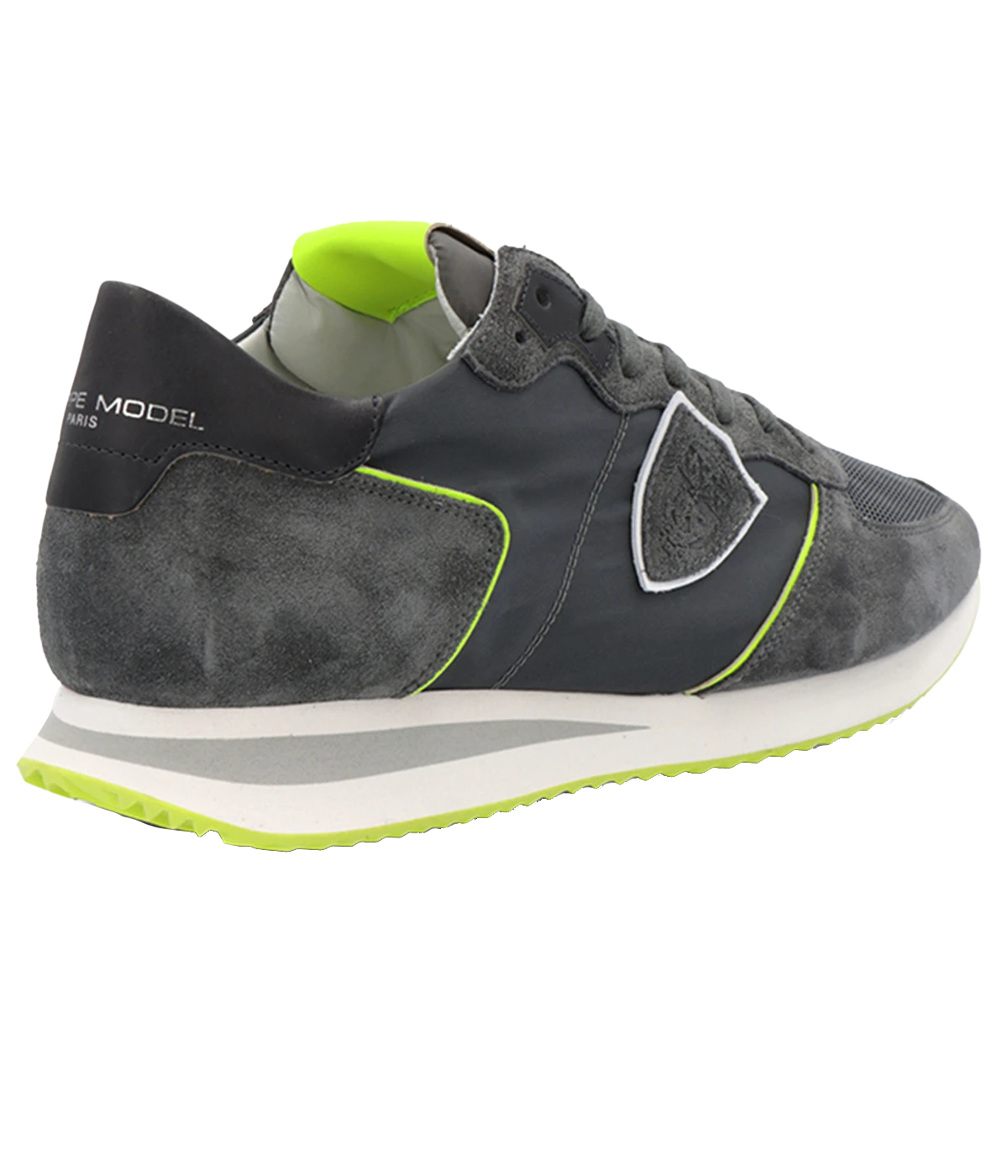 Back view of Philippe Model TRPX sneakers, highlighting the handcrafted details and Made in Italy craftsmanship. The clean lines and vibrant tones add a touch of sophistication to their sporty aesthetic.
