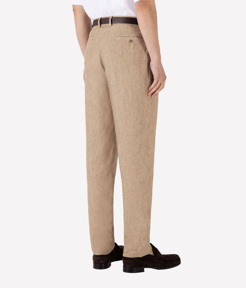 Tailored Single Pleat Trouser in Dune Melange