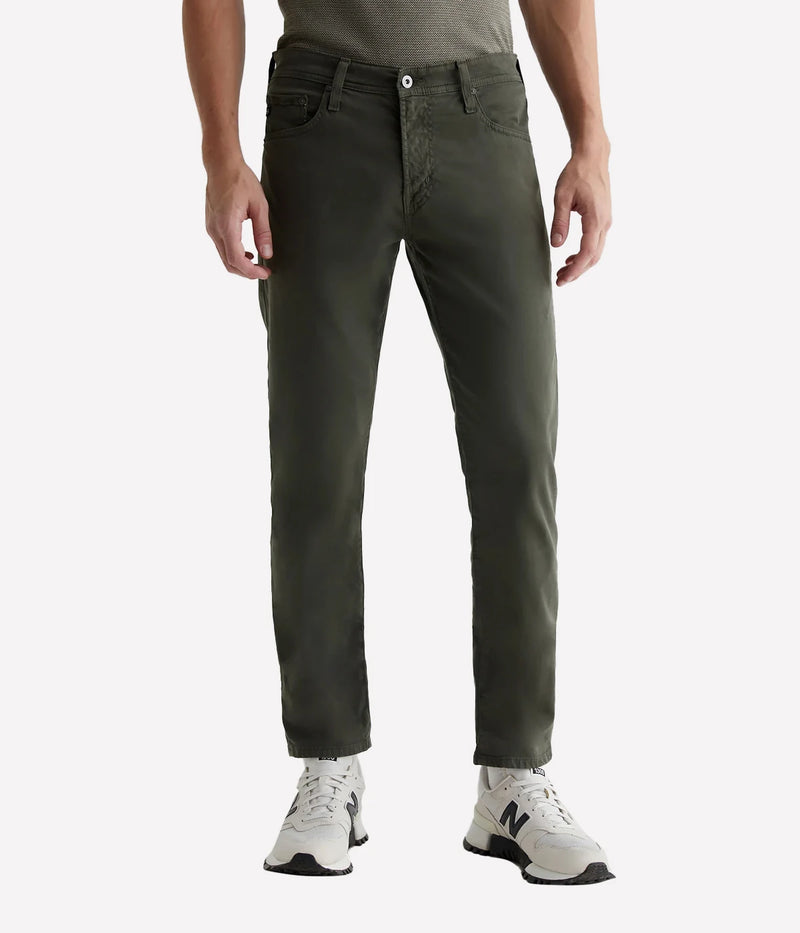 AG Tellis Pant Forest Moss On Model Front View Modern Slim Pant