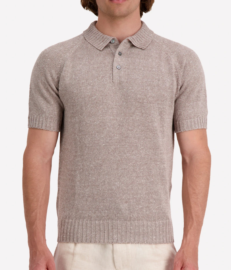 Tennis Short Sleeve Knit Polo in Taupe