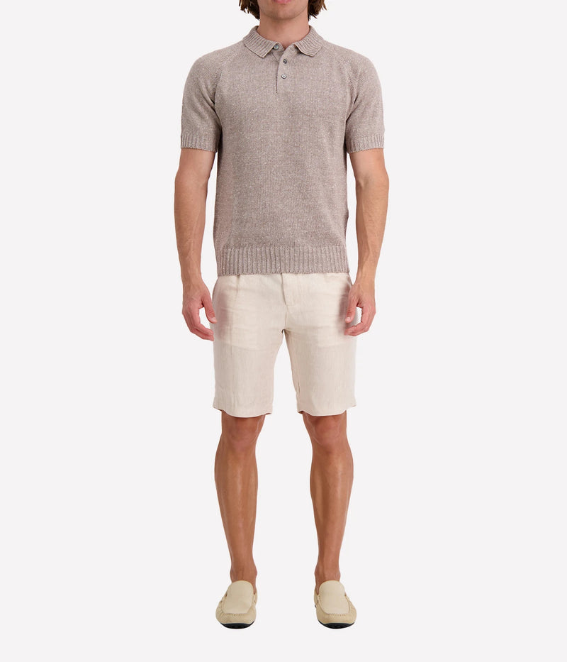 Tennis Short Sleeve Knit Polo in Taupe