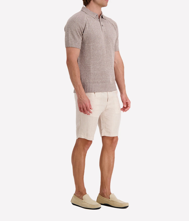Tennis Short Sleeve Knit Polo in Taupe