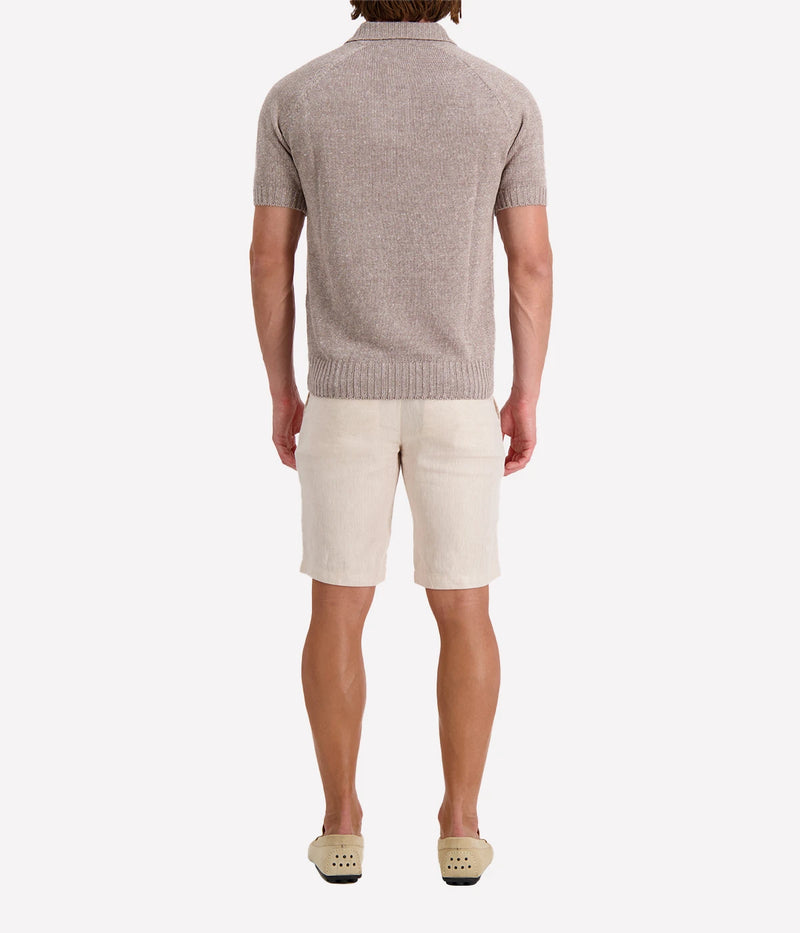 Tennis Short Sleeve Knit Polo in Taupe