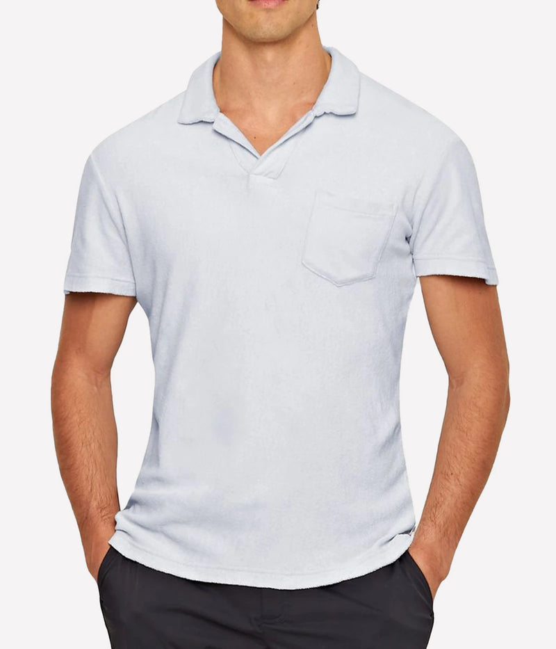 Terry Towling Polo in Light Island Sky